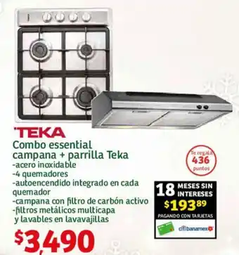 Soriana Híper TEKA Combo essential campana + parrilla oferta