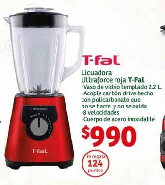Soriana Híper T-fal Licuadora Ultraforce roja 2.2L oferta