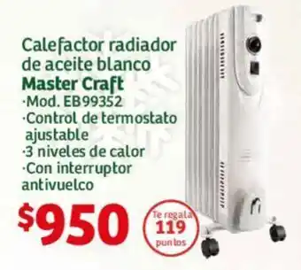 Soriana Híper Master Craft Calefactor radiador de aceite blanco oferta