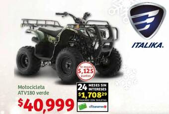 Soriana Híper ITALIKA Motocicleta ATV180 verde oferta