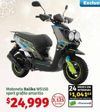 Soriana Híper ITALIKA Motoneta Italika WS150 sport grafito amarillo oferta