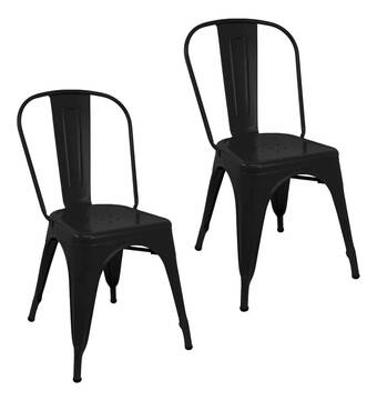 Mercado Libre Set de 2 sillas tolix modernas metálica comedor industrial color de la estructura de la silla negro oferta
