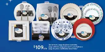 Walmart Set de bowls, juego de platos cuadrados / cafetero, juego para servir y ensaladeras o de platos reutilizables Great Value oferta