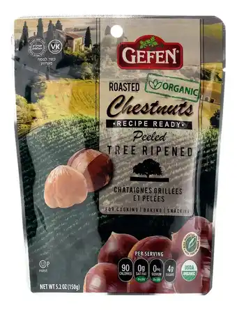 Castañas enteras tostadas peladas kosher orgánicas gefen