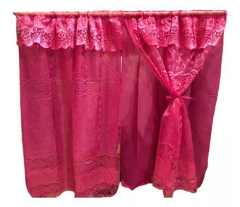 Mercado Libre Jgo. cortina de encaje doble hoja 1.30m alto x 1.70m ancho oferta