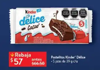 Pastelitos Kinder Délice 5 pzas de 39 g c/u