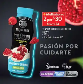 Walmart Yoghurt bebible con colágeno Alpura 220 g x 2 oferta