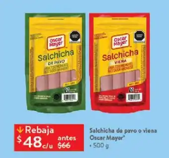 Walmart Salchicha de pavo o viena Oscar Mayer 500 g oferta
