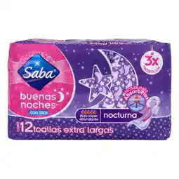 Farmacias YZA Saba buenas noches toallas femeninas c/aroma 12 pzas oferta