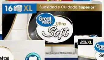 Walmart Papel higiénico Great Value Ultra Soft 16 rollos XL oferta