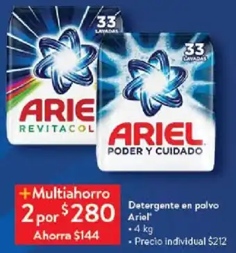 Walmart Ariel Detergente en polvo 2x4kg oferta