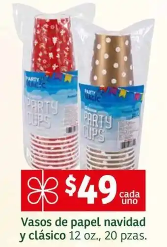 Vasos de papel navidad y clásico 12 oz., 20 pzas