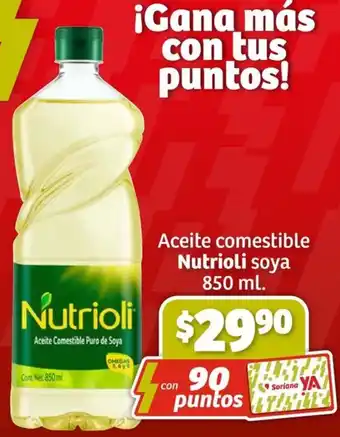 Soriana Mercado Aceite comestible Nutrioli soya 850ml oferta
