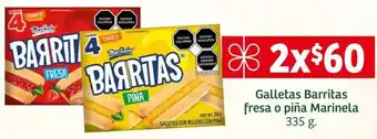 Soriana Mercado Galletas Barritas fresa o piña Marinela 2x335g oferta