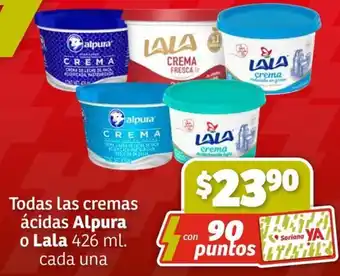Todas las cremas ácidas Alpura o Lala 426ml