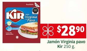 Soriana Mercado Jamón Virginia pavo Kir 250g oferta