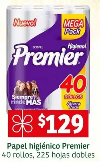 Soriana Mercado Papel higiénico Premier 40 rollos, 225 hojas dobles oferta