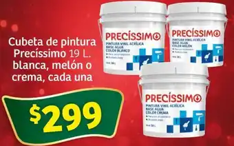 Soriana Mercado Cubeta de pintura Precíssimo 19 L. blanca, melón o crema, cada una oferta