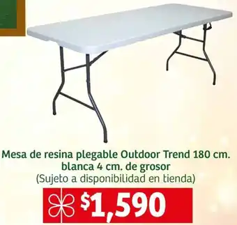 Soriana Mercado Mesa de resina plegable Outdoor Trend 180 cm. blanca 4 cm. de grosor oferta