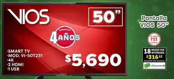 Soriana Mercado VIOS SMART TV MOD. VI-50T231 50" oferta