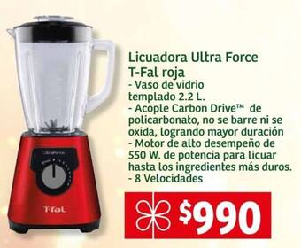 Soriana Mercado Licuadora Ultra Force T-Fal roja 2.2L oferta