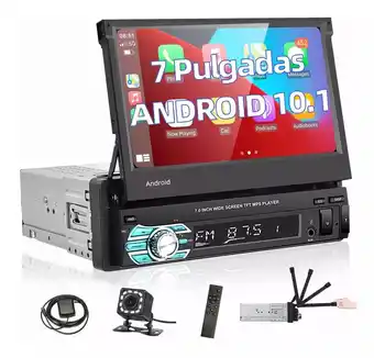 Mercado Libre Auto estereo pantalla retractil 1 din android 10 gps camara oferta