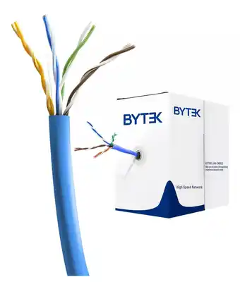 Bobina de cable utp con cat 6e forro grueso .56mm azul