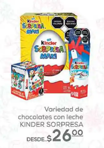 Variedad de chocolates con leche KINDER SORPRESA