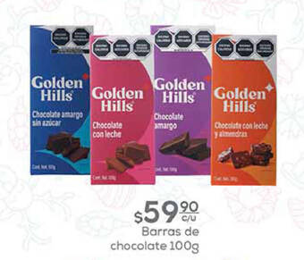 Fresko Golden Hills Barras de chocolate 100g oferta