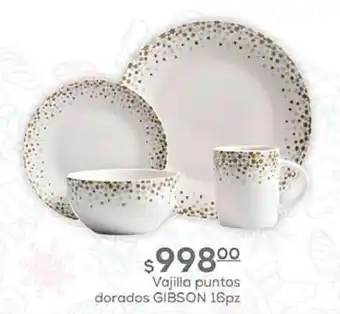 Fresko Vajilla puntos dorados GIBSON 16pz oferta