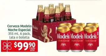 Cerveza Modelo Noche Especial 355 ml. 6 pack, lata o botella
