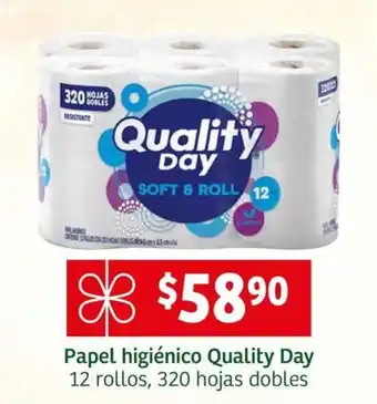 Soriana Express Papel higiénico Quality Day 12 rollos, 320 hojas dobles oferta