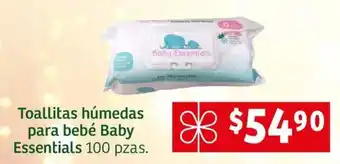 Toallitas húmedas para bebé Baby Essentials 100 pzas.