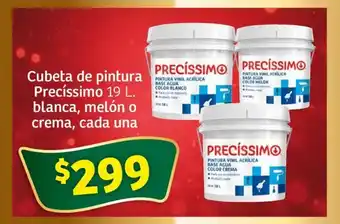 Soriana Express Cubeta de pintura Precíssimo 19 L. blanca, melón o crema, cada una oferta