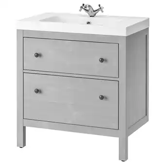 IKEA Hemnes / odensvik mueble de lavabo con 2 cajones, gris/runskär grifo, 83x49x89 cm oferta