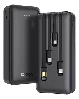 Power bank 20000mah batería portátil 1hora gar159 con 4 cables incorporados usb, tipo c, micro usb pila portatil compatible p