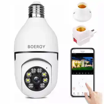 Mercado Libre Cámara de seguridad de 360° 1080p wifi hd e27 con alarma boeroy dpb10 con resolución de 2mp visión nocturna incluida blanca oferta