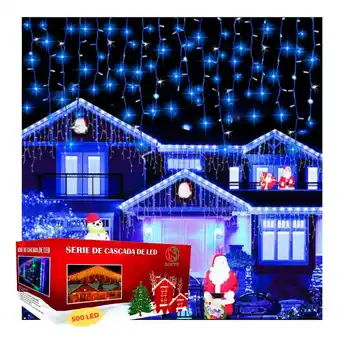 Mercado Libre Serie navideña cascada 500led 9.6m blanco/azul/multicolor color de las luces azul oferta