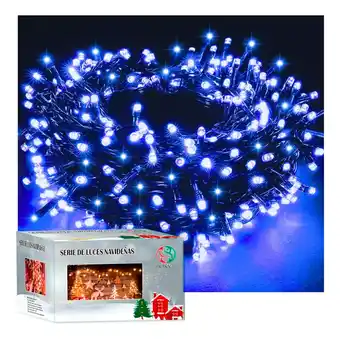 Mercado Libre Luces navideñas serie navideña 500 focos 8 metros brilloso foco tipo cerrilo v3 cable negro color de las luces azul oferta