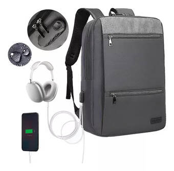 Mercado Libre Mochila antirrobo impermeable escolar con contraseña y usb color gris diseño de la tela ea2c oferta