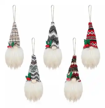 Gnomos tejidos con luz para decoración navideña, 5 uds