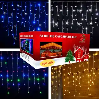 Mercado Libre Serie navideña cascada 500led 9.6m blanco/azul/multicolor color de las luces multicolor oferta