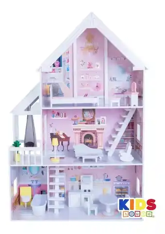 Mercado Libre Casa de muñecas de madera con muebles, linda, casita de juguete con 14 muebles y accesorios, juguete kids house para niñas, d oferta
