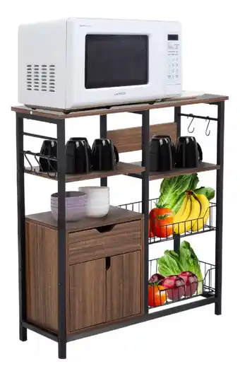 Mercado Libre Rack mueble multiusos cajon repisas microondas cocina hogar color marrón oferta