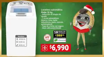 Lavadora automática Mabe 16 kg.