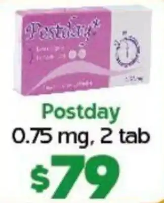 Postday 0.75 mg, 2 tab