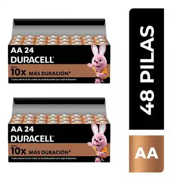 Duracell pilas aa alcalinas, larga duración 1.5v, 48 pilas