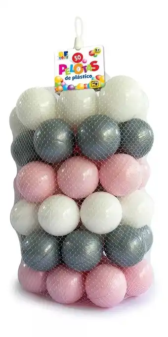 Bf toys 50 pelotas para alberca malla rosa, plata y blanca