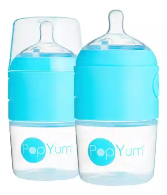 Popyum biberón anticólico para mezclar fórmula 5oz/150ml 2pz color azul transparente