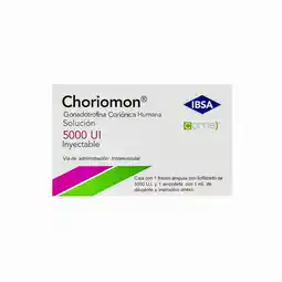 Farmacias YZA Choriomon frasco ampu 5000ui 1 amp x 3ml oferta